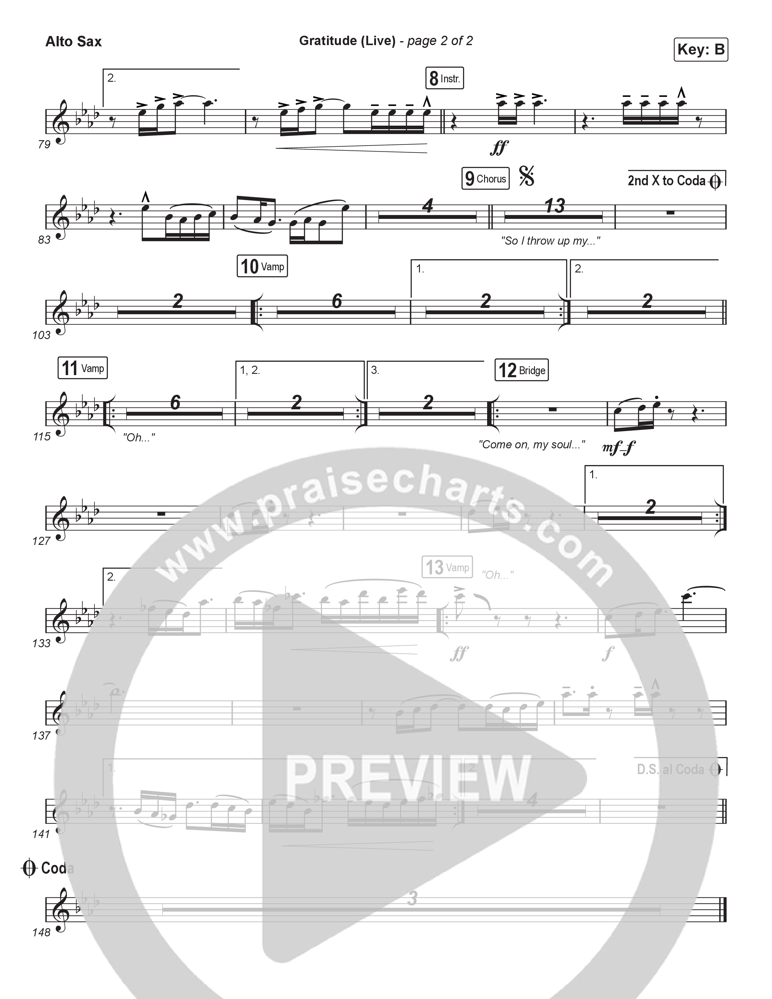 Gratitude (Live) (Choral Anthem SATB) Alto Sax (Brandon Lake / Arr. Luke Gambill)