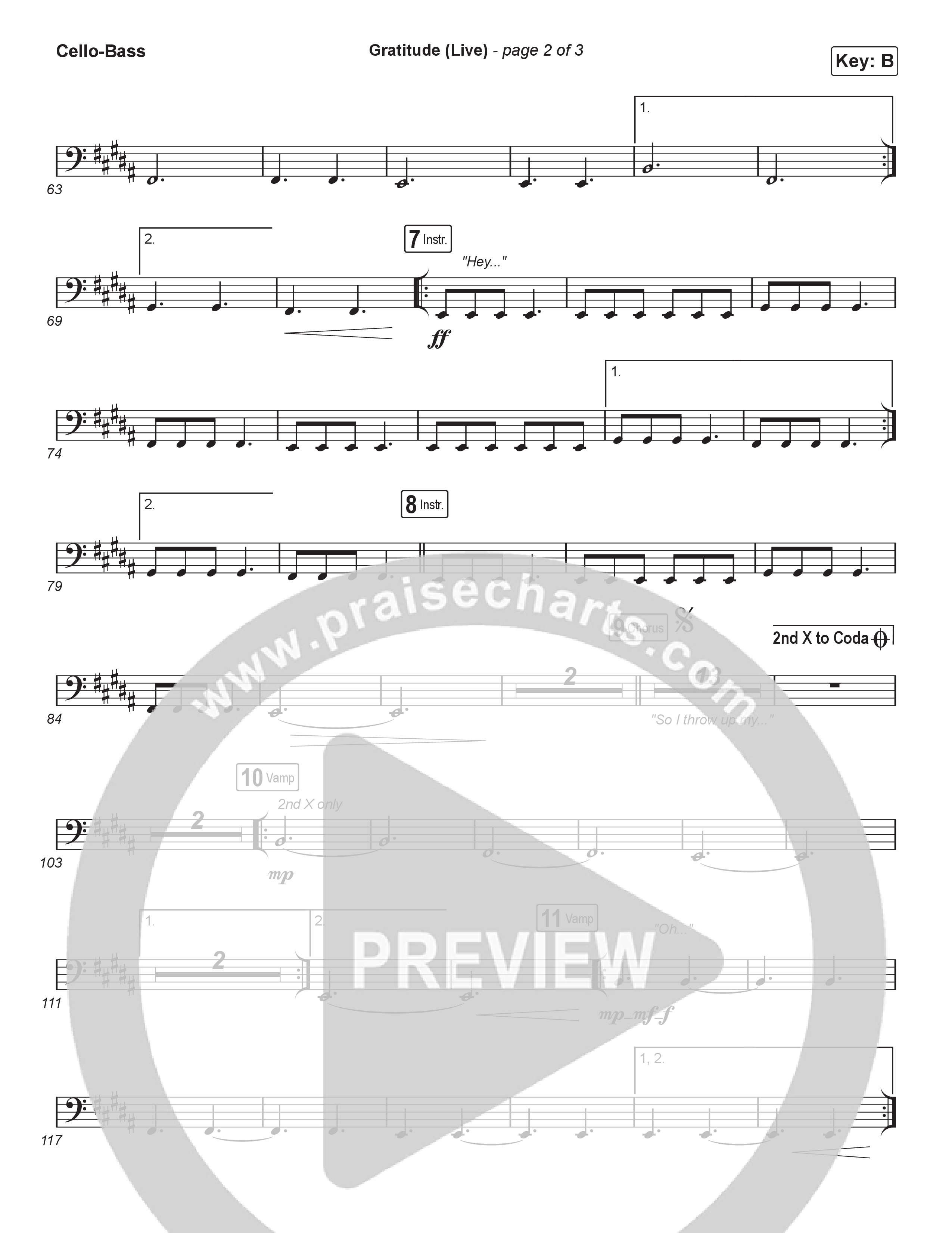 Gratitude (Live) (Choral Anthem SATB) Cello/Bass (Brandon Lake / Arr. Luke Gambill)