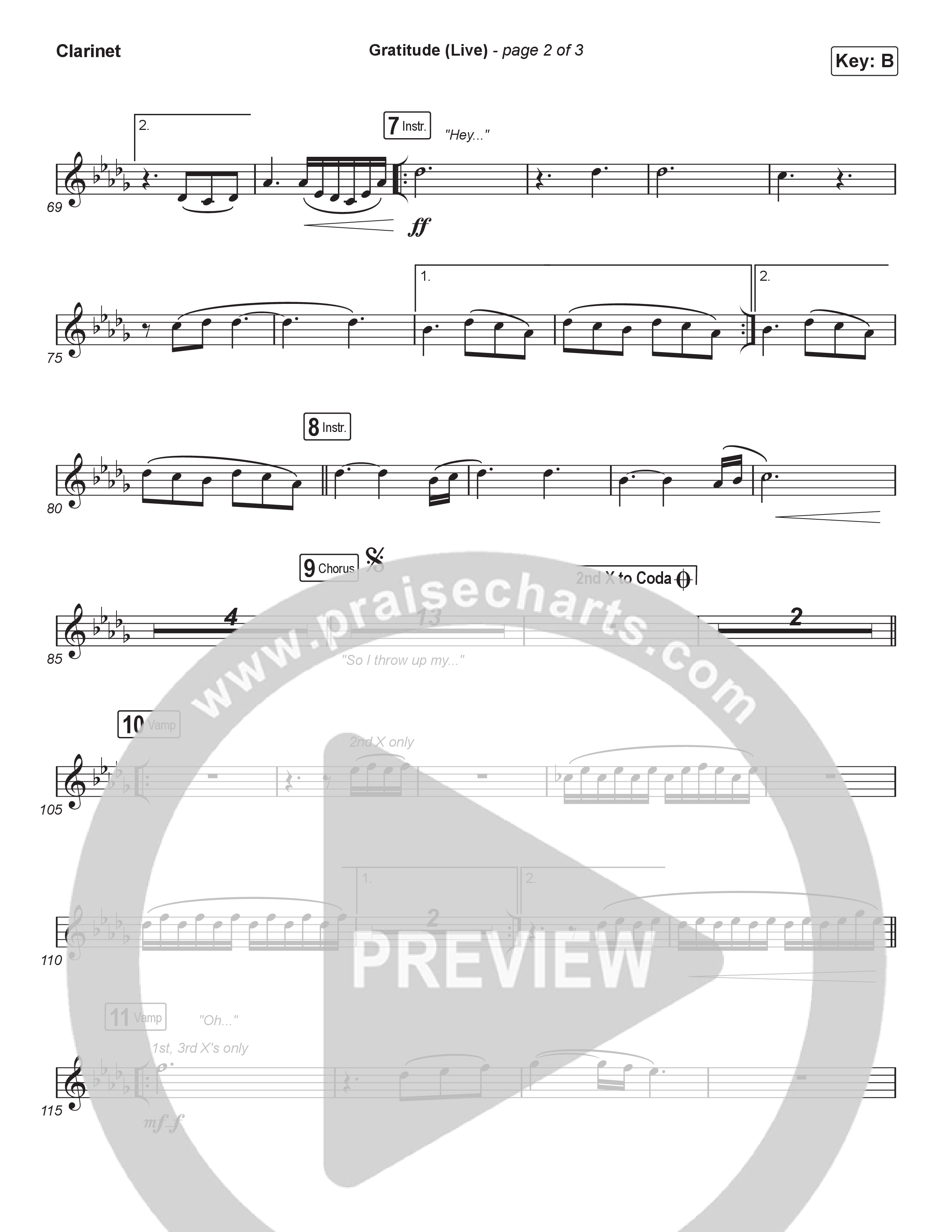 Gratitude (Live) (Choral Anthem SATB) Clarinet 1,2 (Brandon Lake / Arr. Luke Gambill)