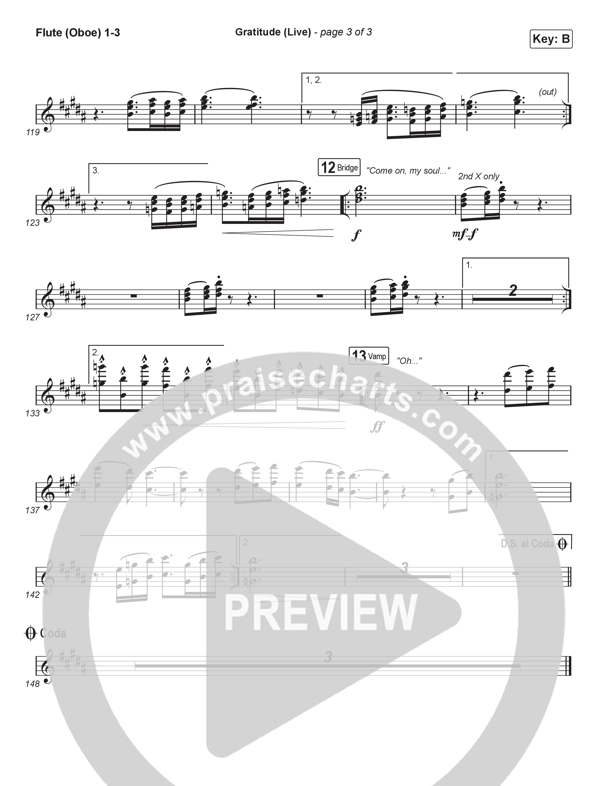 Gratitude (Live) (Choral Anthem SATB) Flute/Oboe 1/2/3 (Brandon Lake / Arr. Luke Gambill)