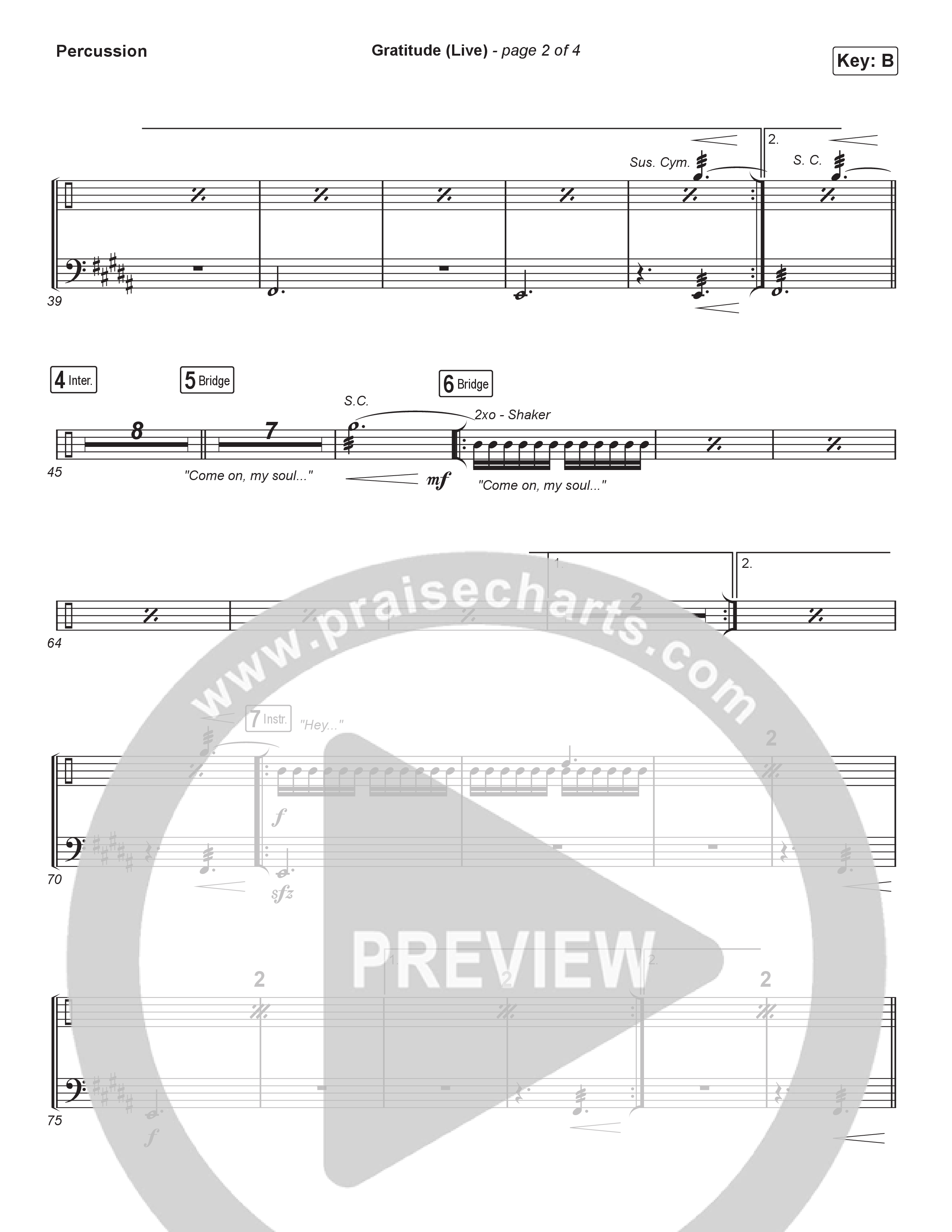 Gratitude (Live) (Choral Anthem SATB) Percussion (Brandon Lake / Arr. Luke Gambill)