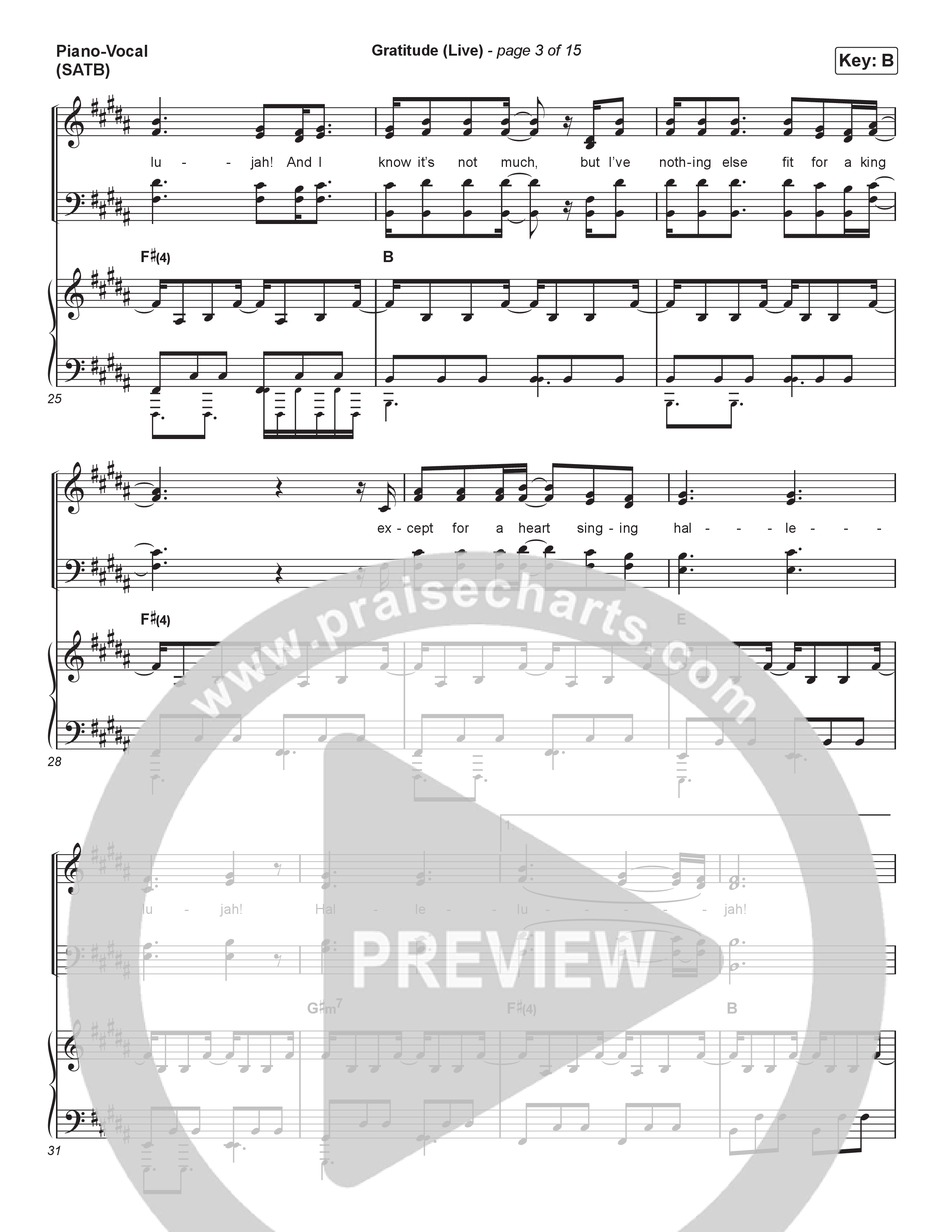Gratitude (Live) (Choral Anthem SATB) Piano/Vocal (SATB) (Brandon Lake / Arr. Luke Gambill)
