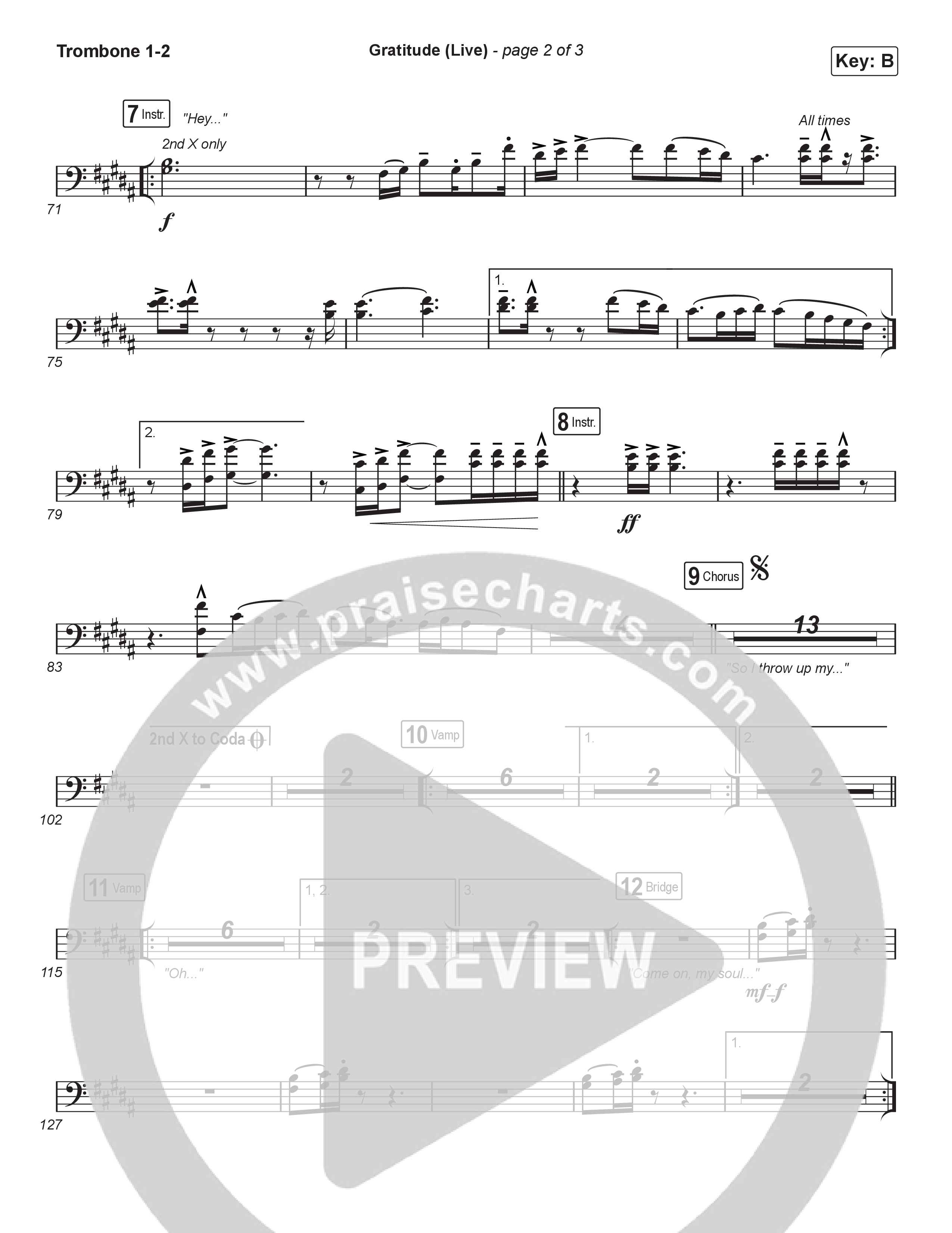 Gratitude (Live) (Choral Anthem SATB) Trombone 1,2 (Brandon Lake / Arr. Luke Gambill)