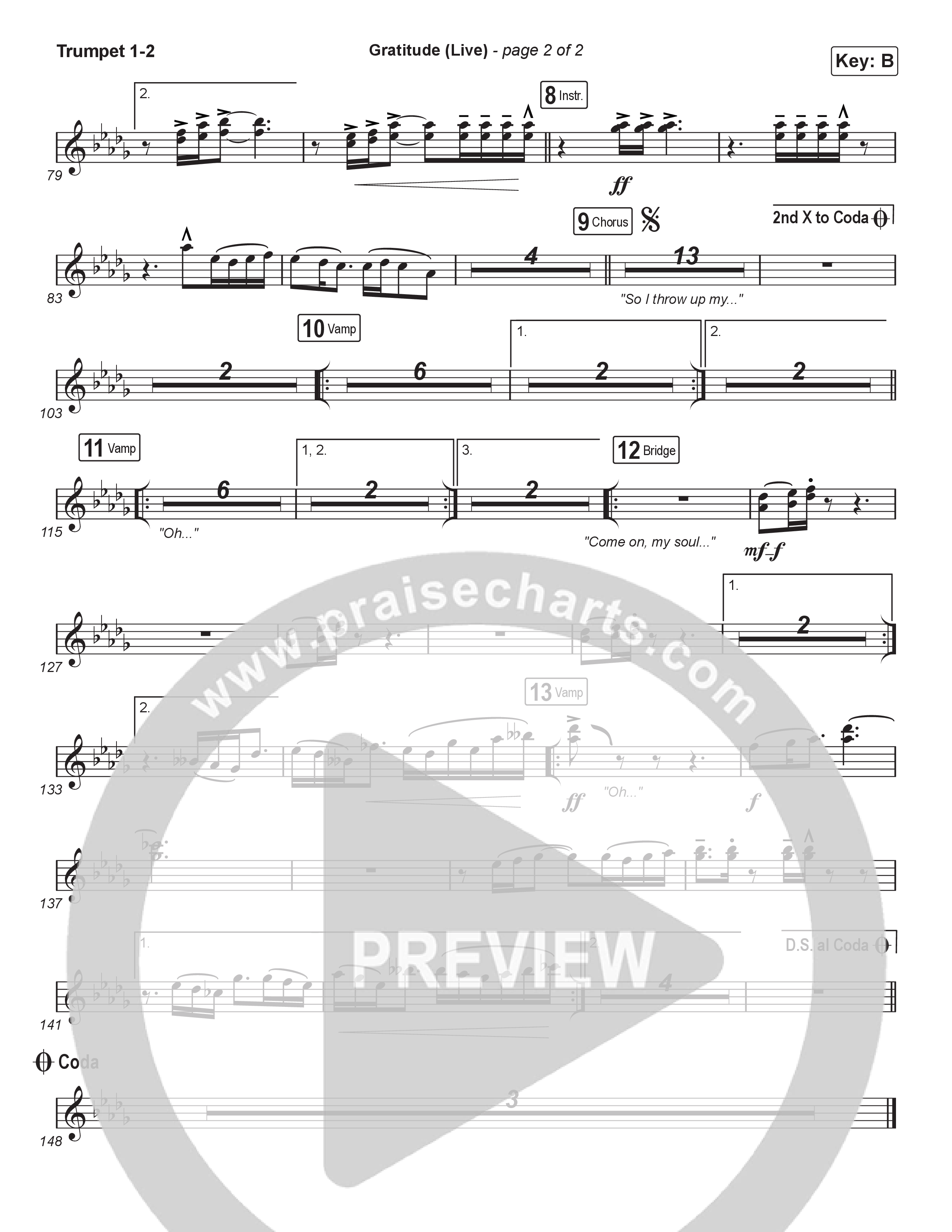 Gratitude (Live) (Choral Anthem SATB) Trumpet 1,2 (Brandon Lake / Arr. Luke Gambill)