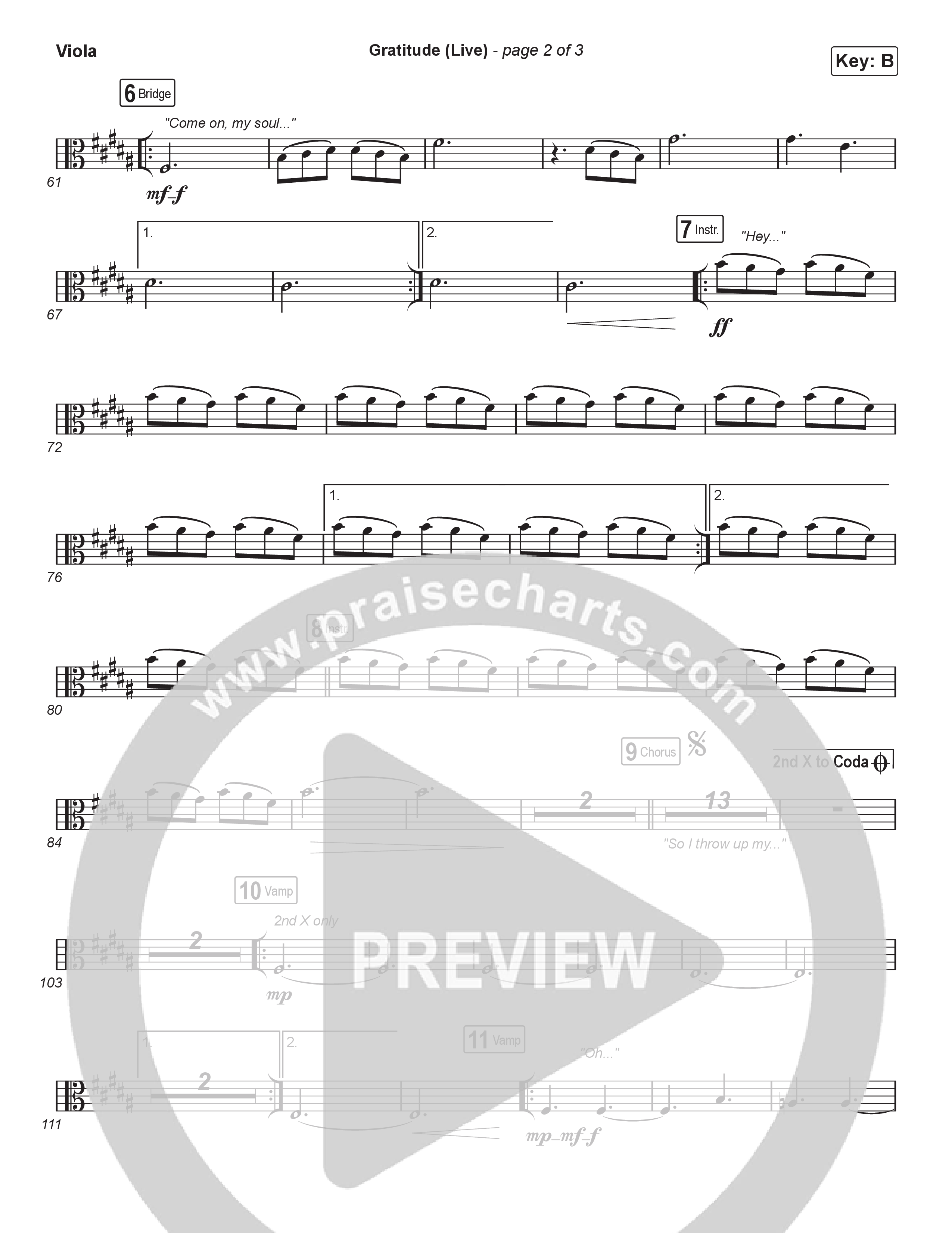 Gratitude (Live) (Choral Anthem SATB) Viola (Brandon Lake / Arr. Luke Gambill)