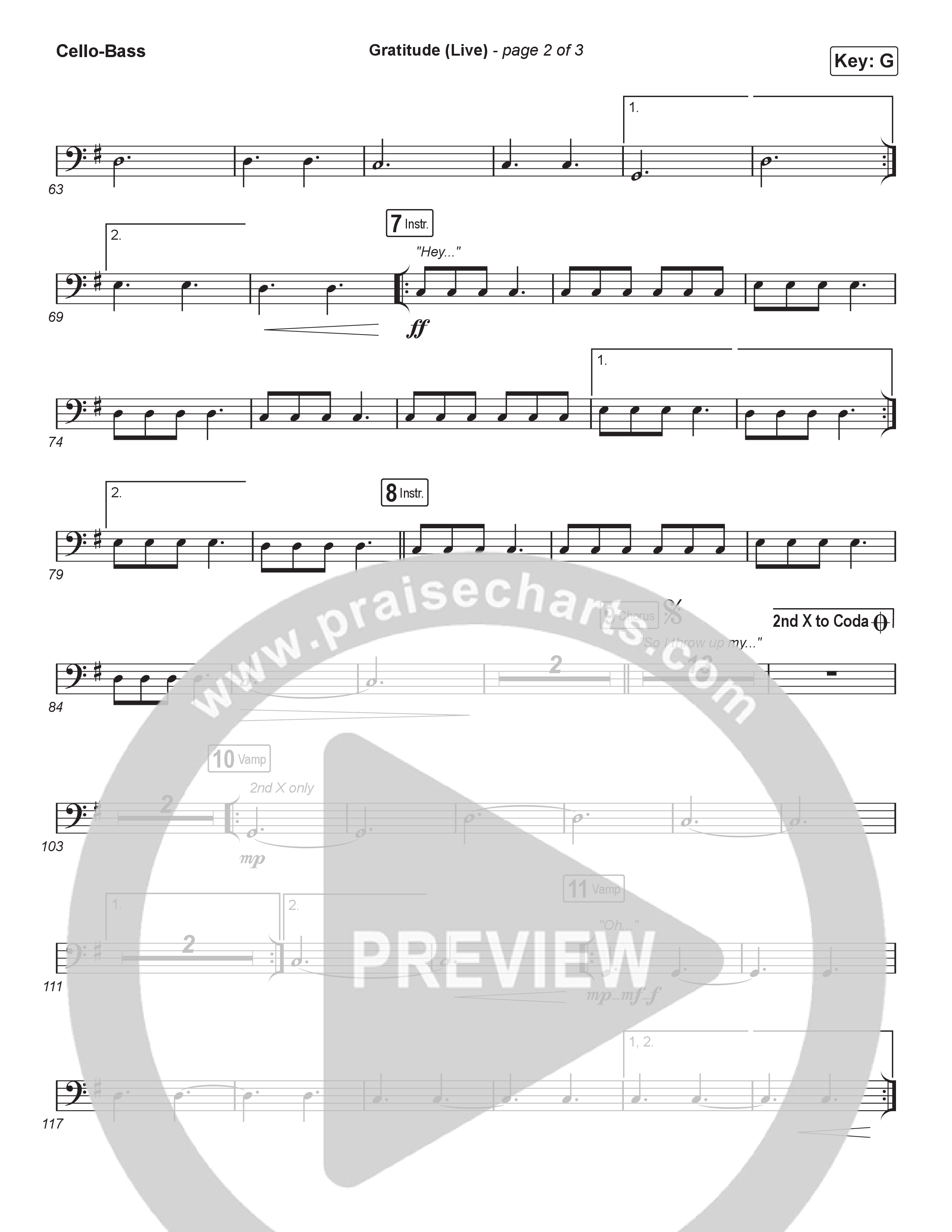 Gratitude (Live) (Worship Choir SAB) Cello/Bass (Brandon Lake / Arr. Luke Gambill)