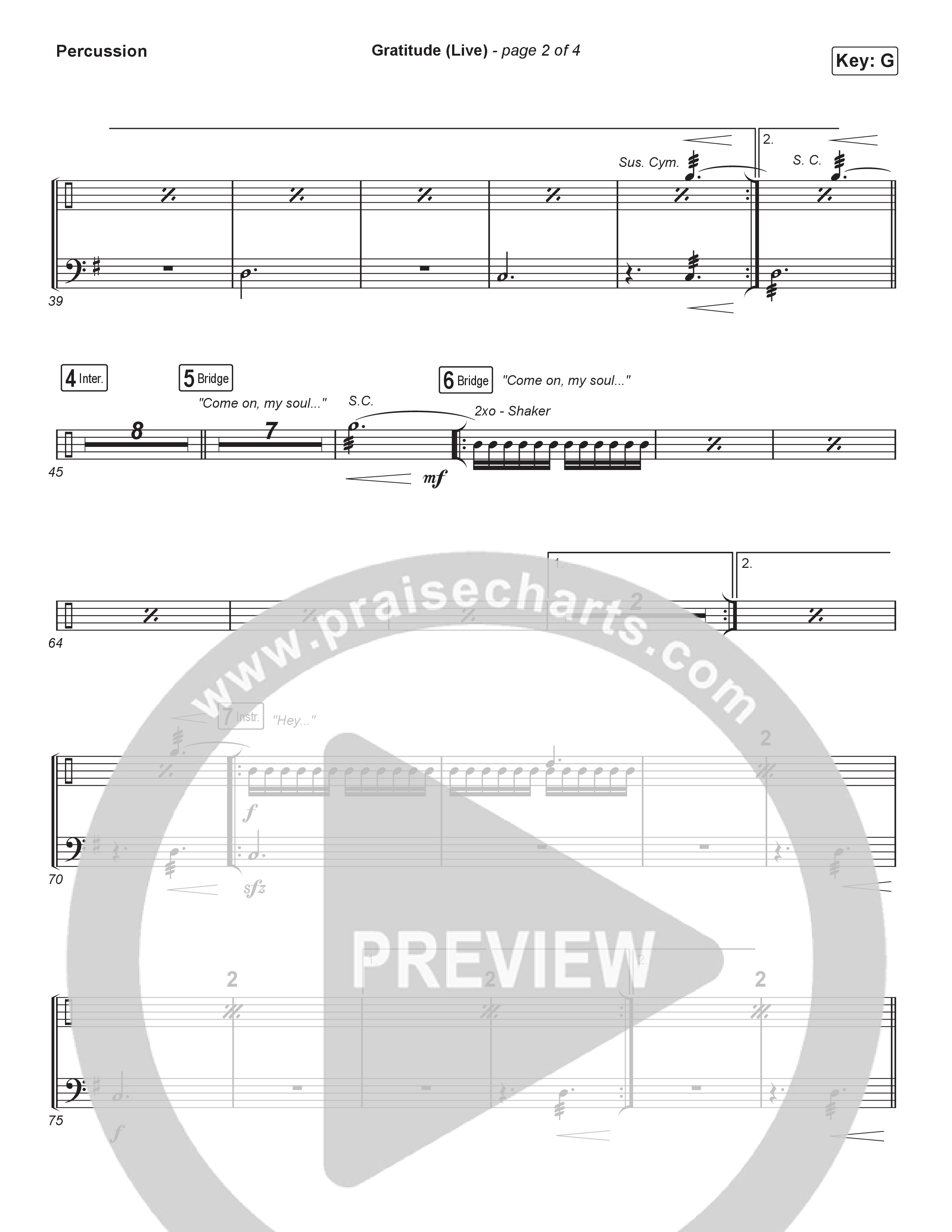 Gratitude (Live) (Worship Choir SAB) Percussion (Brandon Lake / Arr. Luke Gambill)