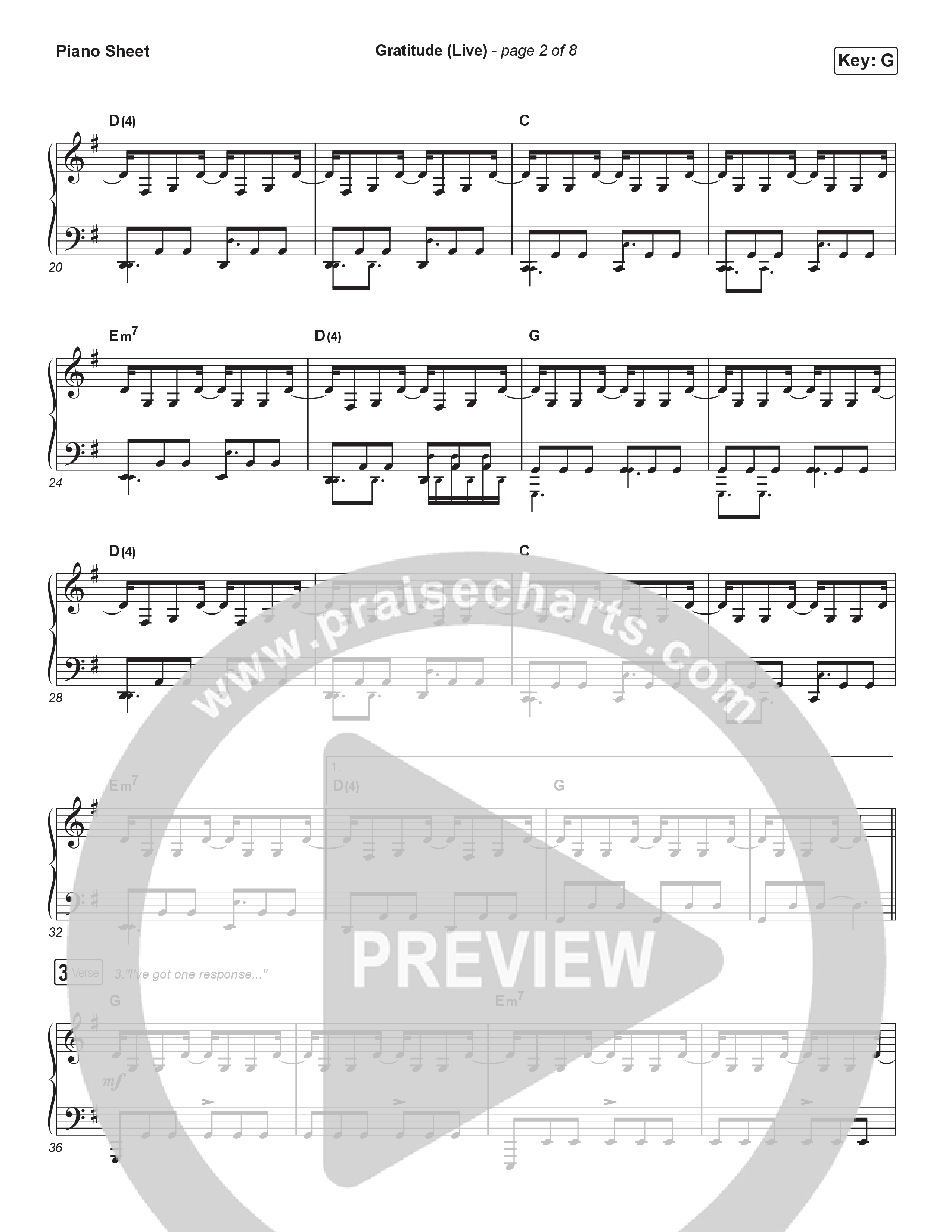 Gratitude (Live) (Worship Choir SAB) Piano Sheet (Brandon Lake / Arr. Luke Gambill)