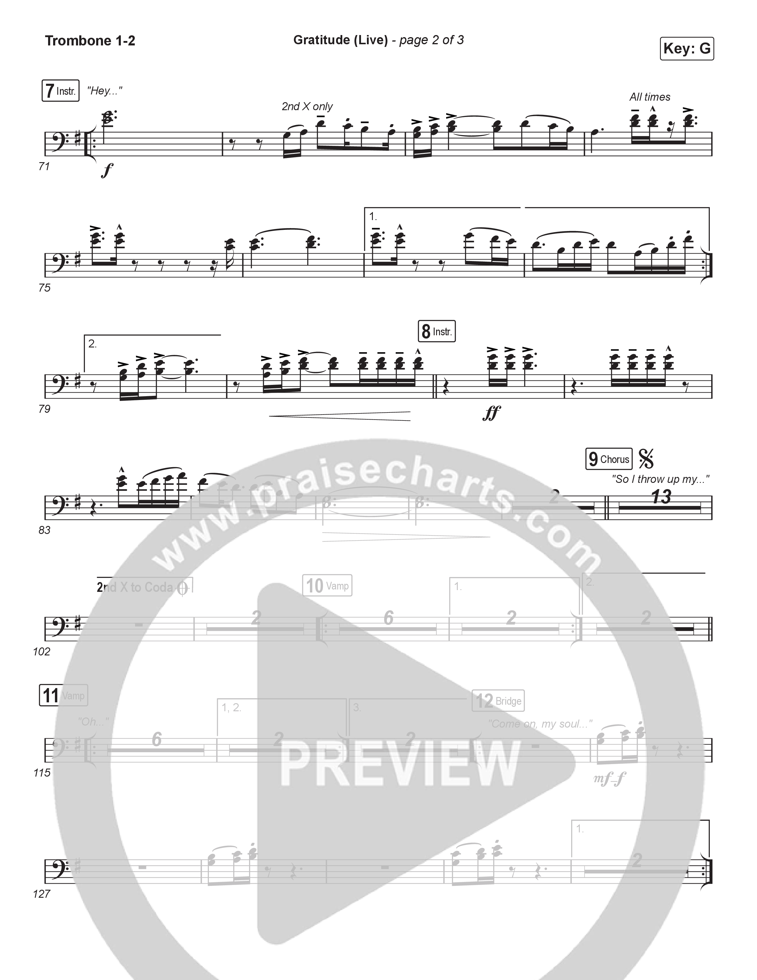 Gratitude (Live) (Worship Choir SAB) Trombone 1/2 (Brandon Lake / Arr. Luke Gambill)