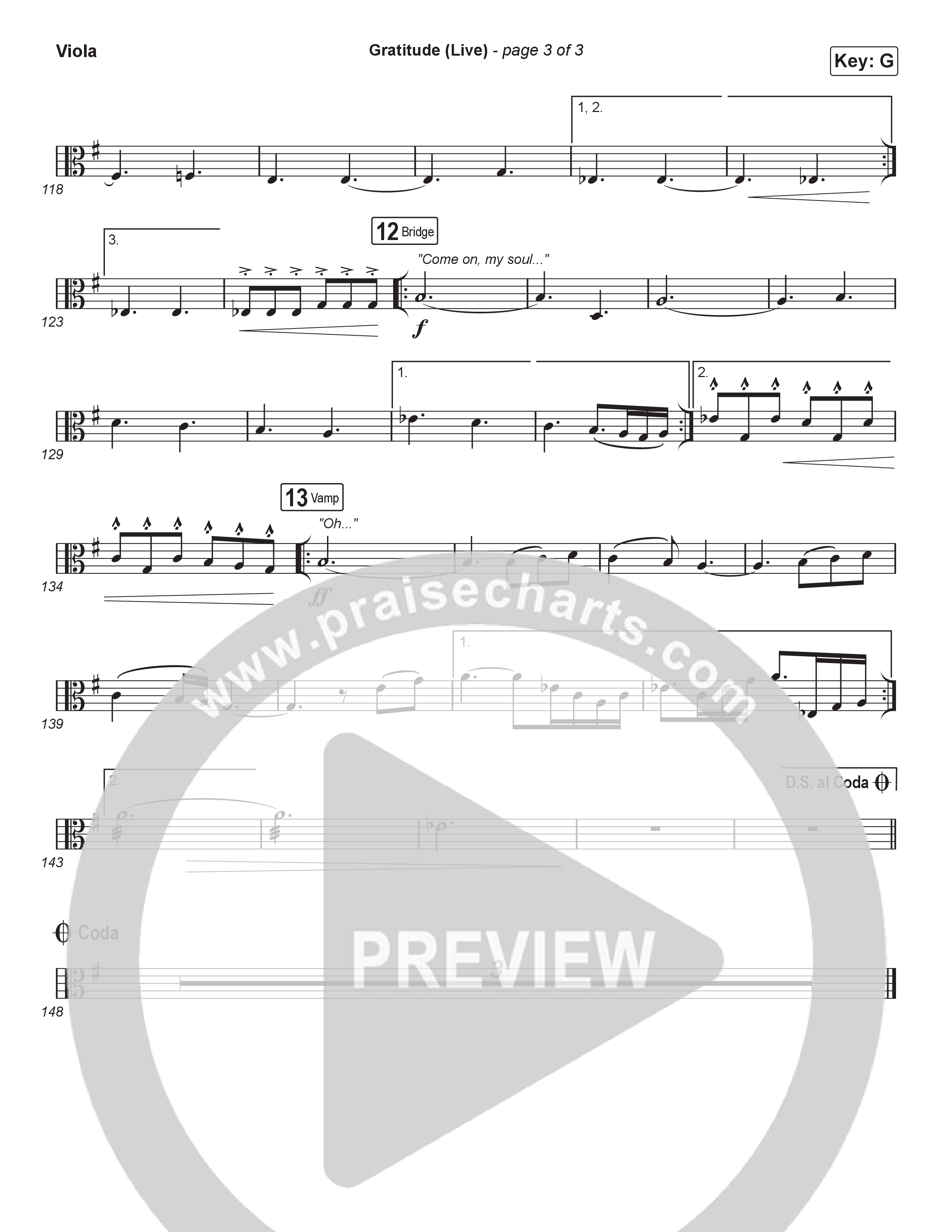 Gratitude (Live) (Worship Choir SAB) Viola (Brandon Lake / Arr. Luke Gambill)