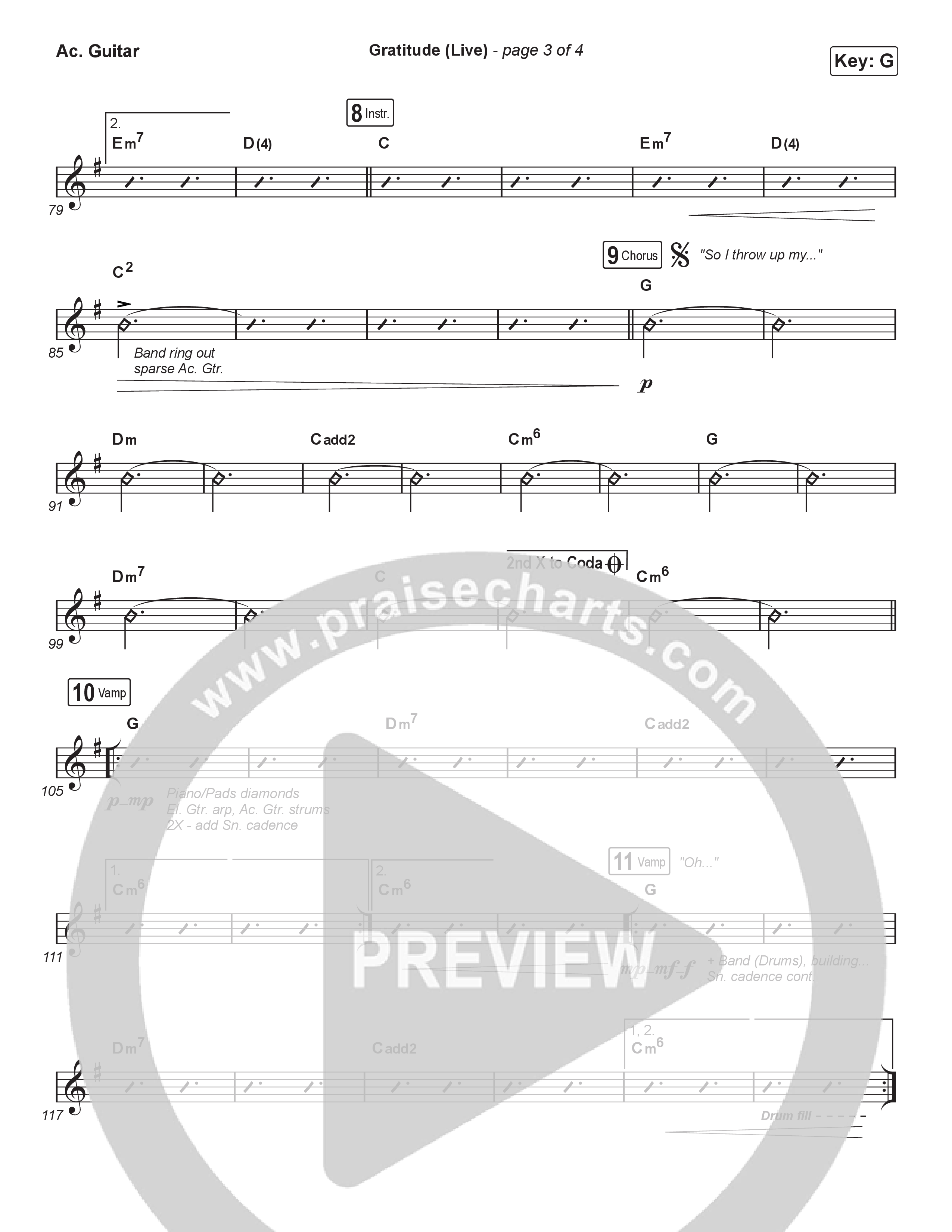 Gratitude (Live) (Unison/2-Part Choir) Acoustic Guitar (Brandon Lake / Arr. Luke Gambill)