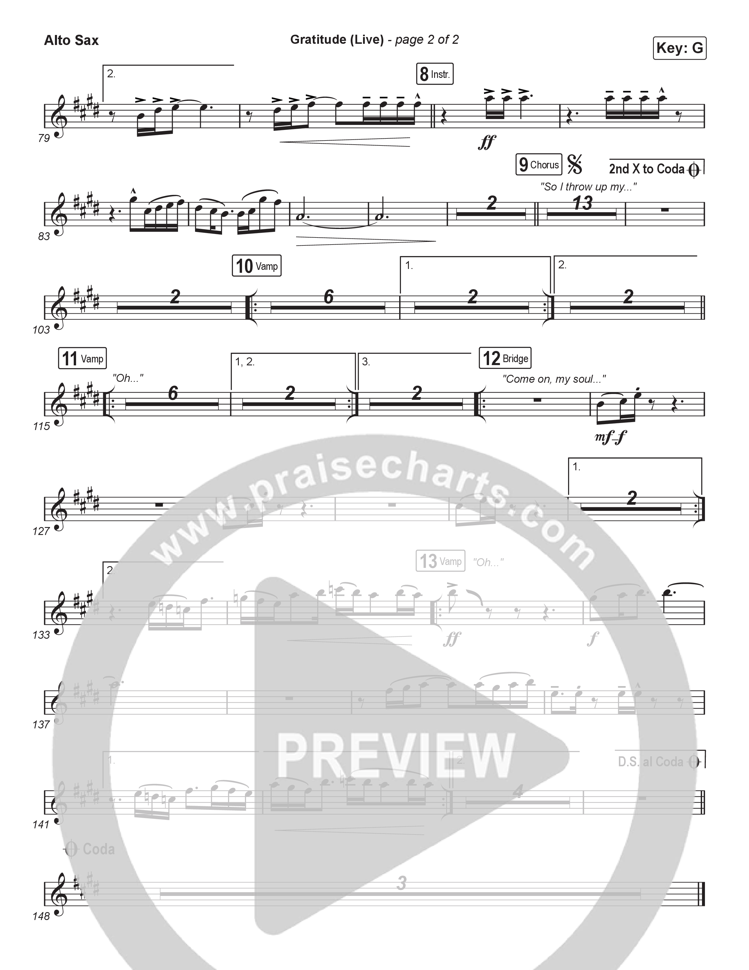 Gratitude (Live) (Sing It Now) Alto Sax (Brandon Lake / Arr. Luke Gambill)