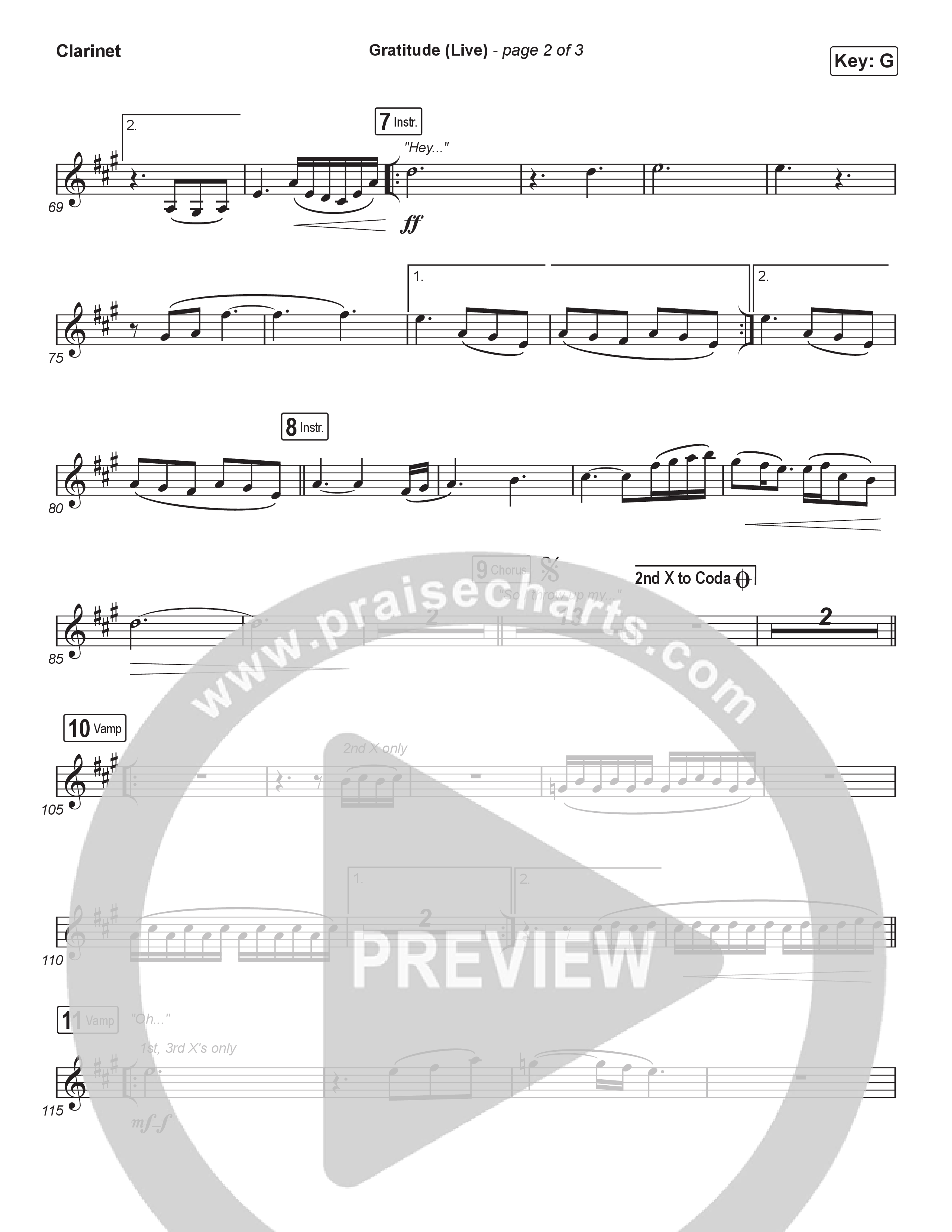 Gratitude (Live) (Sing It Now) Clarinet (Brandon Lake / Arr. Luke Gambill)