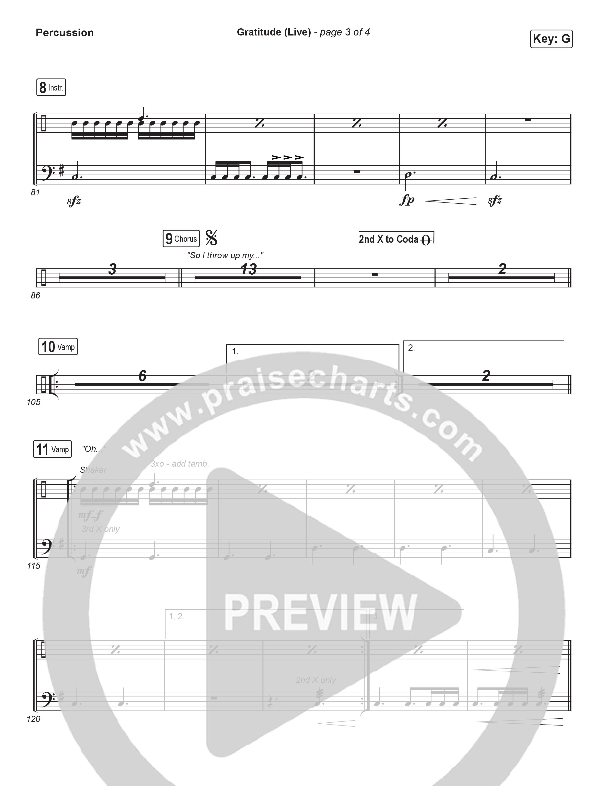 Gratitude (Live) (Sing It Now) Percussion (Brandon Lake / Arr. Luke Gambill)