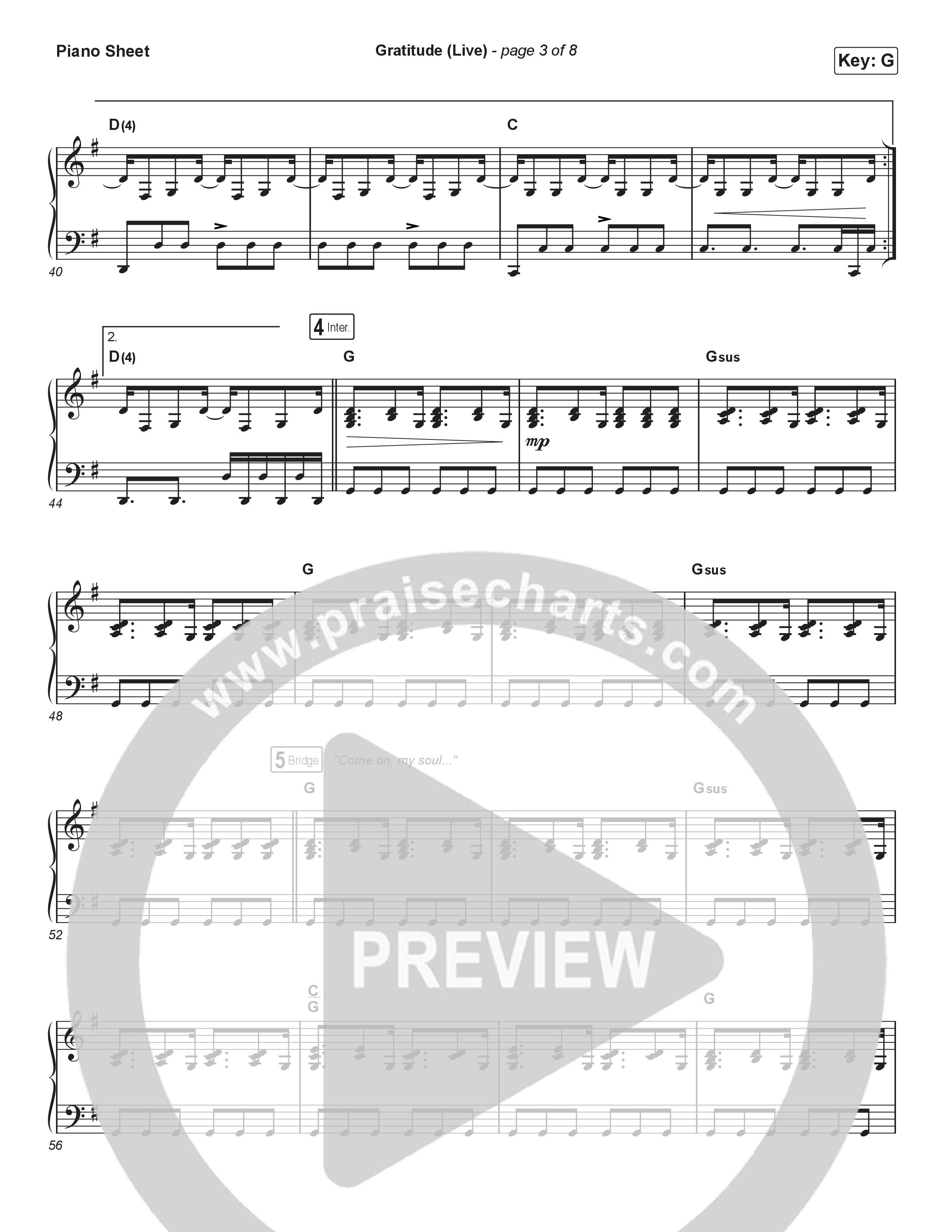 Gratitude (Live) (Sing It Now) Piano Sheet (Brandon Lake / Arr. Luke Gambill)