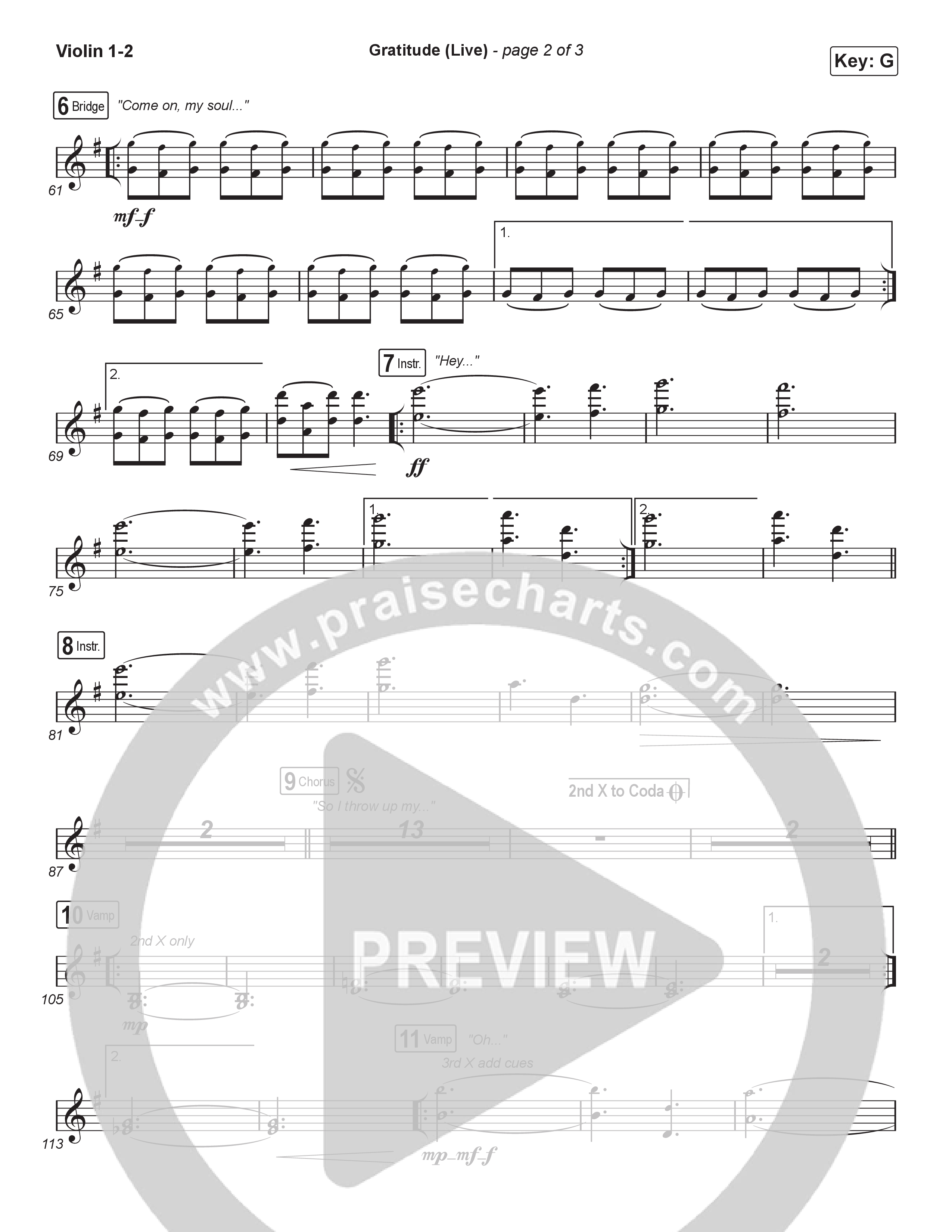 Gratitude (Live) (Sing It Now) Violin 1/2 (Brandon Lake / Arr. Luke Gambill)