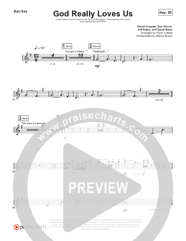 God Really Loves Us (Choral Anthem SATB) Bari Sax (Travis Cottrell / Hannah Kerr / Arr. Travis Cottrell)