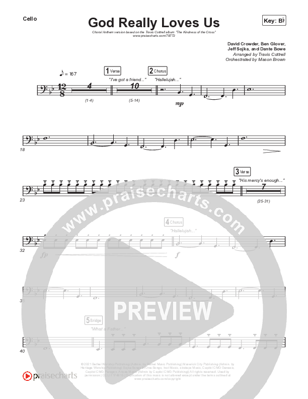 God Really Loves Us (Choral Anthem SATB) Cello (Travis Cottrell / Hannah Kerr / Arr. Travis Cottrell)
