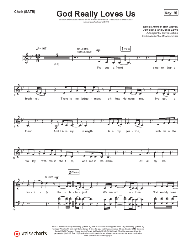 God Really Loves Us (Choral Anthem SATB) Choir Sheet (SATB) (Travis Cottrell / Hannah Kerr / Arr. Travis Cottrell)