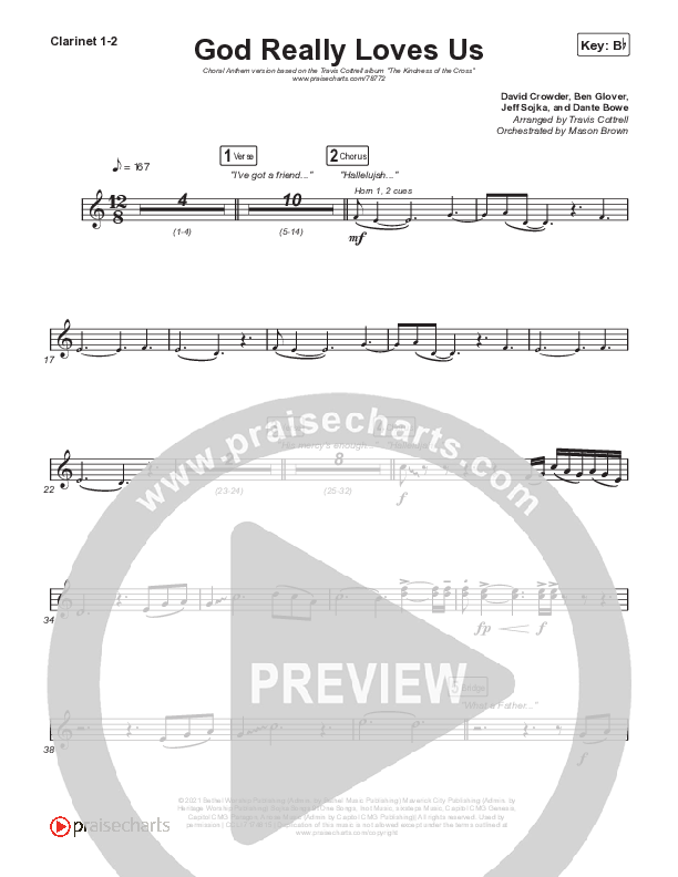 God Really Loves Us (Choral Anthem SATB) Clarinet 1,2 (Travis Cottrell / Hannah Kerr / Arr. Travis Cottrell)