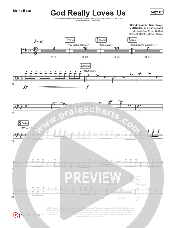 God Really Loves Us (Choral Anthem SATB) String Bass (Travis Cottrell / Hannah Kerr / Arr. Travis Cottrell)