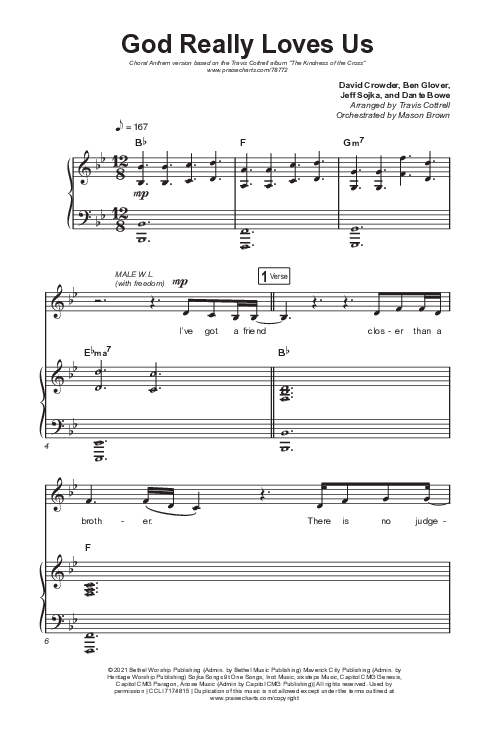God Really Loves Us (Choral Anthem SATB) Octavo (SATB & Pno) (Travis Cottrell / Hannah Kerr / Arr. Travis Cottrell)