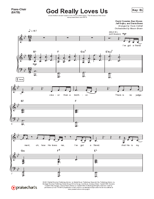 God Really Loves Us (Choral Anthem SATB) Piano/Vocal (SATB) (Travis Cottrell / Hannah Kerr / Arr. Travis Cottrell)