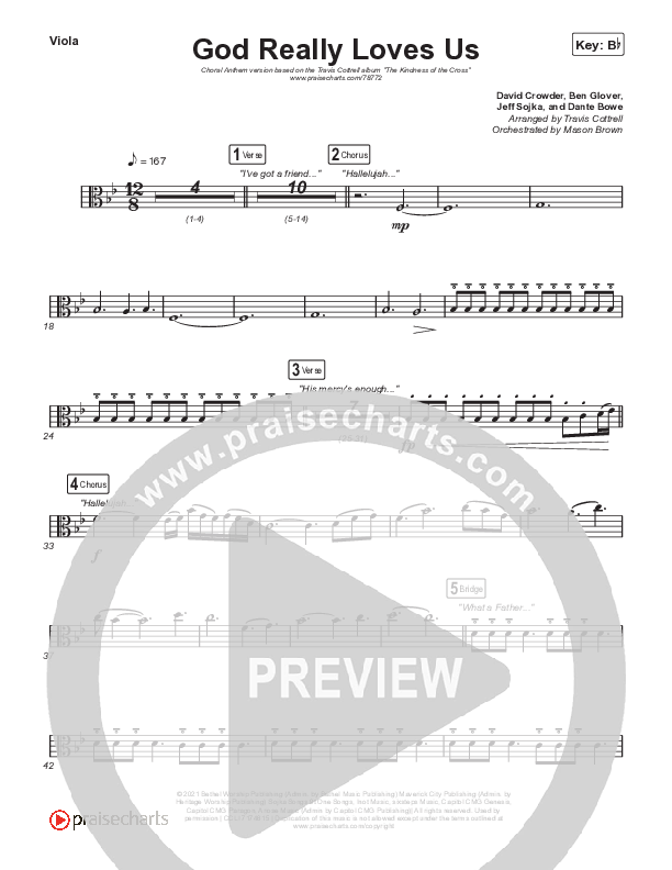 God Really Loves Us (Choral Anthem SATB) Viola (Travis Cottrell / Hannah Kerr / Arr. Travis Cottrell)