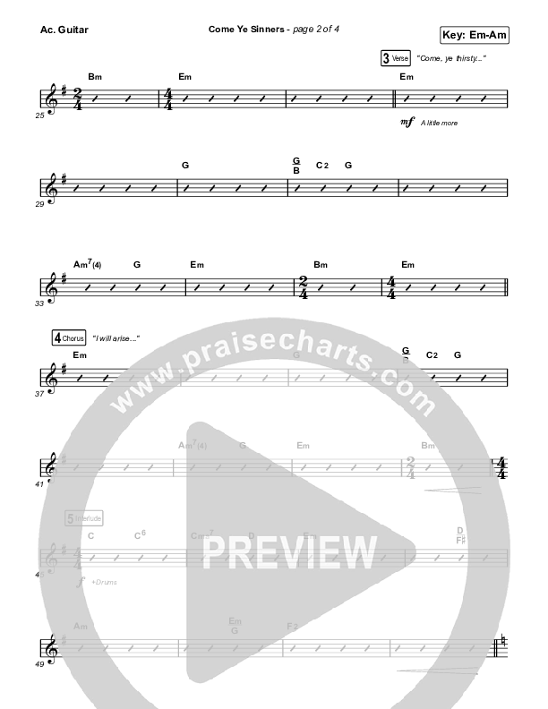 Come Ye Sinners (Choral Anthem SATB) Acoustic Guitar (Travis Cottrell / Kristyn Getty / Arr. Travis Cottrell)