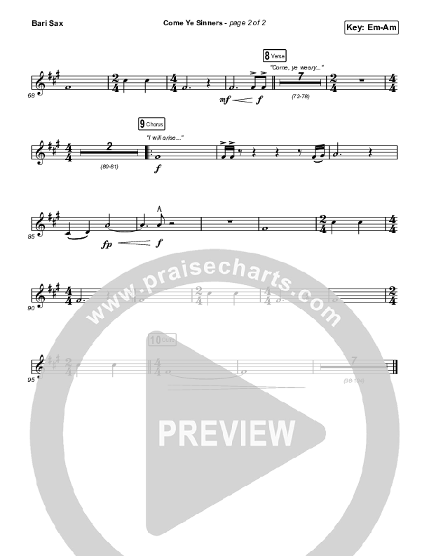 Come Ye Sinners (Choral Anthem SATB) Bari Sax (Travis Cottrell / Kristyn Getty / Arr. Travis Cottrell)