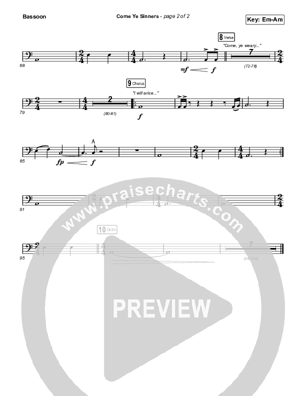 Come Ye Sinners (Choral Anthem SATB) Bassoon (Travis Cottrell / Kristyn Getty / Arr. Travis Cottrell)