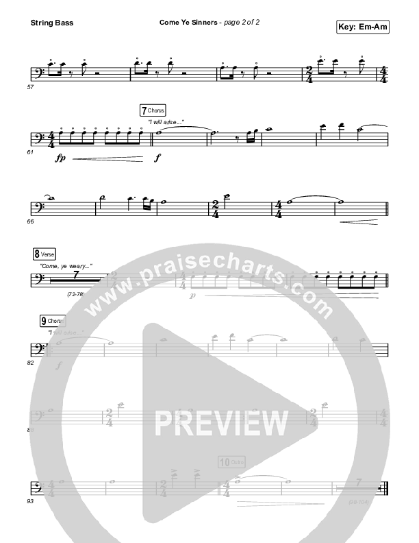 Come Ye Sinners (Choral Anthem SATB) String Bass (Travis Cottrell / Kristyn Getty / Arr. Travis Cottrell)