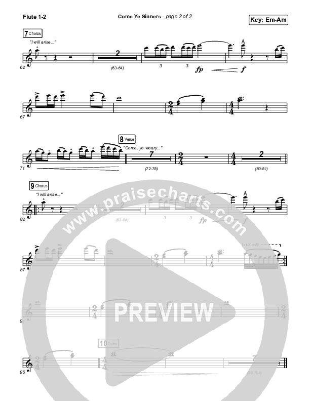 Come Ye Sinners (Choral Anthem SATB) Flute 1,2 (Travis Cottrell / Kristyn Getty / Arr. Travis Cottrell)