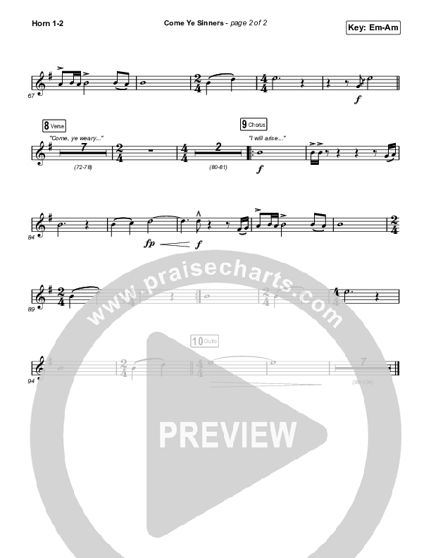 Come Ye Sinners (Choral Anthem SATB) French Horn 1,2 (Travis Cottrell / Kristyn Getty / Arr. Travis Cottrell)