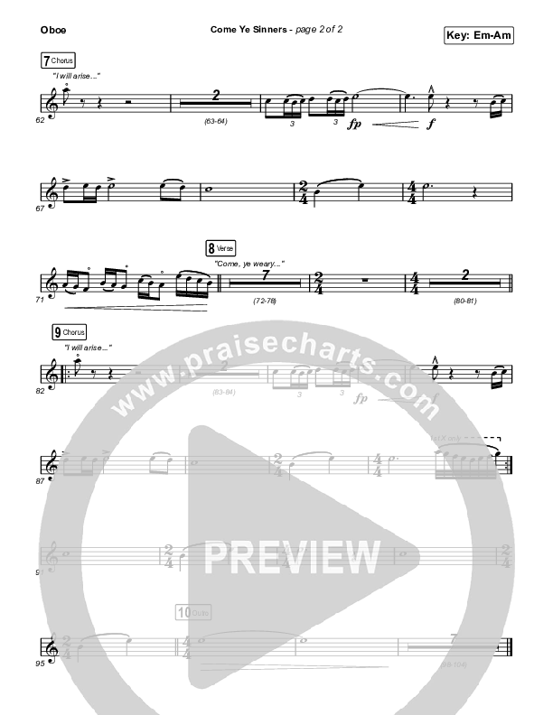 Come Ye Sinners (Choral Anthem SATB) Oboe (Travis Cottrell / Kristyn Getty / Arr. Travis Cottrell)