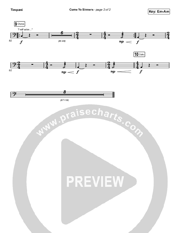 Come Ye Sinners (Choral Anthem SATB) Timpani (Travis Cottrell / Kristyn Getty / Arr. Travis Cottrell)