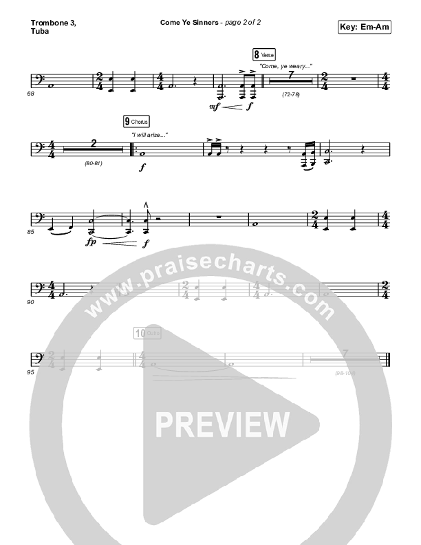 Come Ye Sinners (Choral Anthem SATB) Trombone 3/Tuba (Travis Cottrell / Kristyn Getty / Arr. Travis Cottrell)