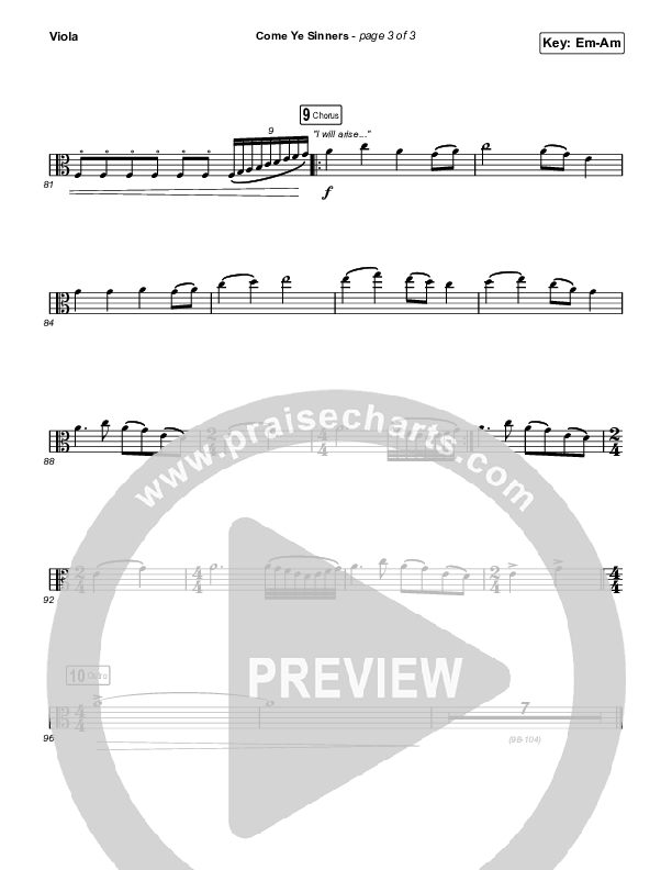 Come Ye Sinners (Choral Anthem SATB) Viola (Travis Cottrell / Kristyn Getty / Arr. Travis Cottrell)