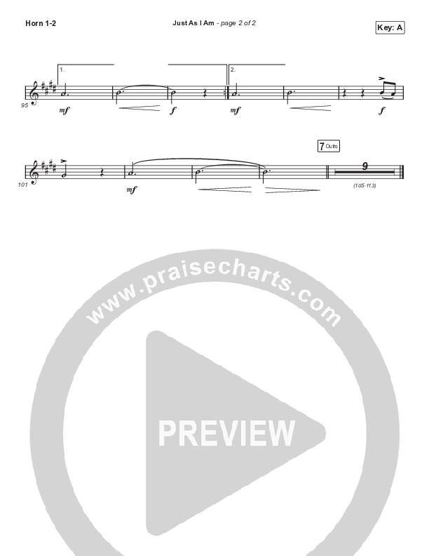 Just As I Am (Choral Anthem SATB) French Horn 1,2 (Travis Cottrell / Lily Cottrell / Arr. Travis Cottrell)