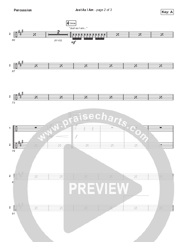 Just As I Am (Choral Anthem SATB) Percussion (Travis Cottrell / Lily Cottrell / Arr. Travis Cottrell)