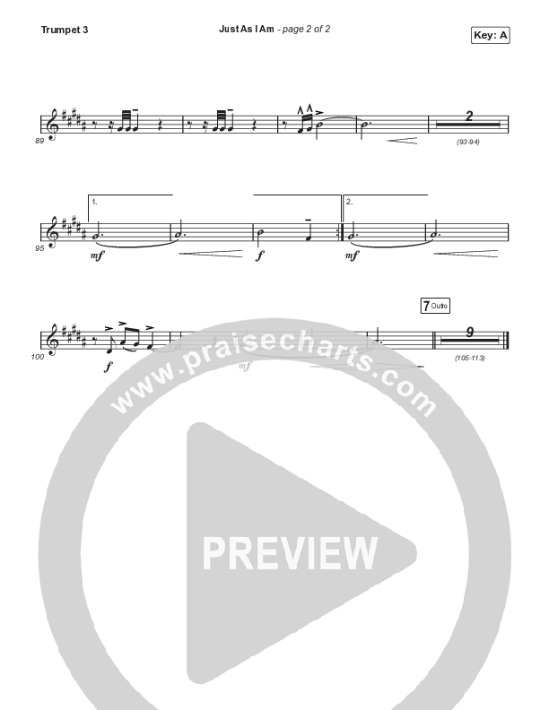 Just As I Am (Choral Anthem SATB) Trumpet 3 (Travis Cottrell / Lily Cottrell / Arr. Travis Cottrell)