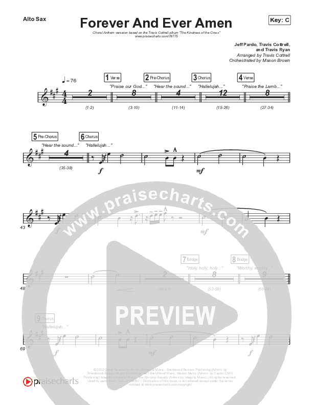 Forever And Ever Amen (Choral Anthem SATB) Sax Pack (Travis Cottrell / Arr. Travis Cottrell)