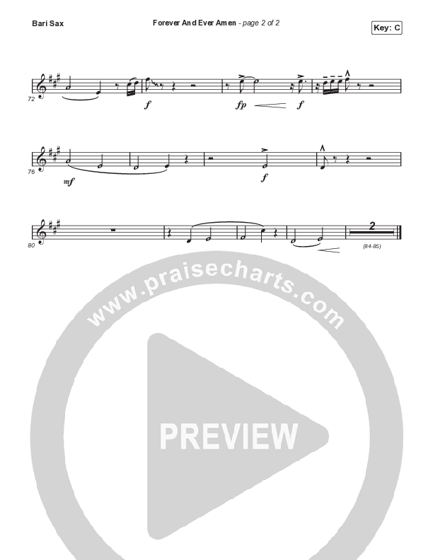 Forever And Ever Amen (Choral Anthem SATB) Bari Sax (Travis Cottrell / Arr. Travis Cottrell)
