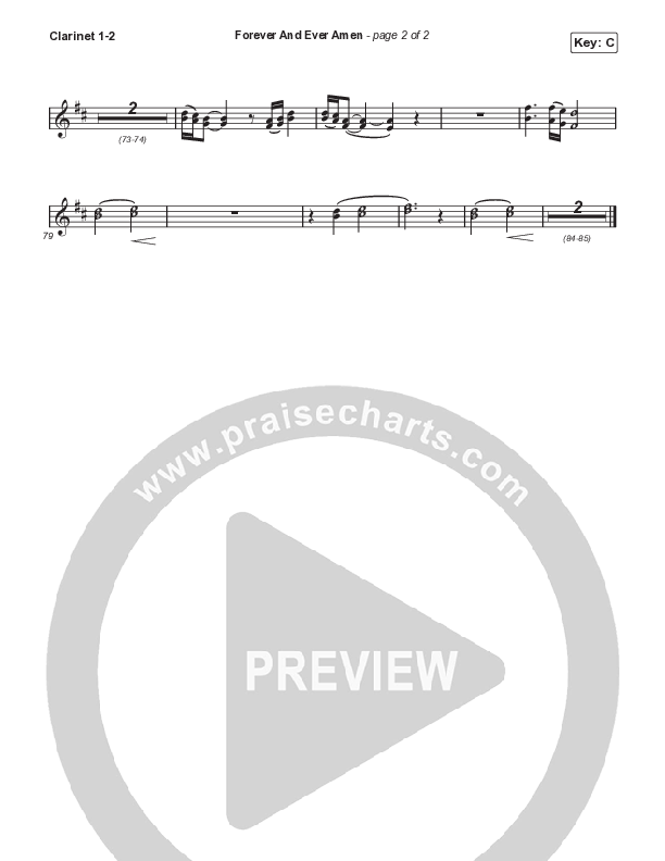 Forever And Ever Amen (Choral Anthem SATB) Clarinet 1,2 (Travis Cottrell / Arr. Travis Cottrell)