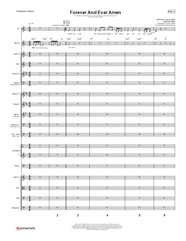 Forever And Ever Amen (Choral Anthem SATB) Conductor's Score (Travis Cottrell / Arr. Travis Cottrell)