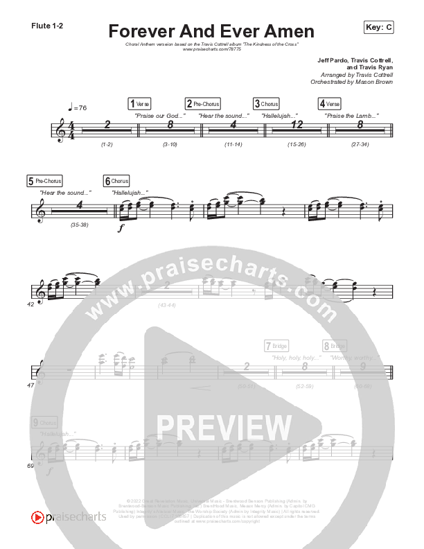 Forever And Ever Amen (Choral Anthem SATB) Flute 1,2 (Travis Cottrell / Arr. Travis Cottrell)