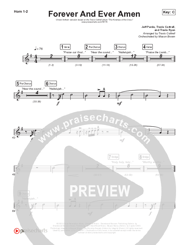 Forever And Ever Amen (Choral Anthem SATB) Brass Pack (Travis Cottrell / Arr. Travis Cottrell)
