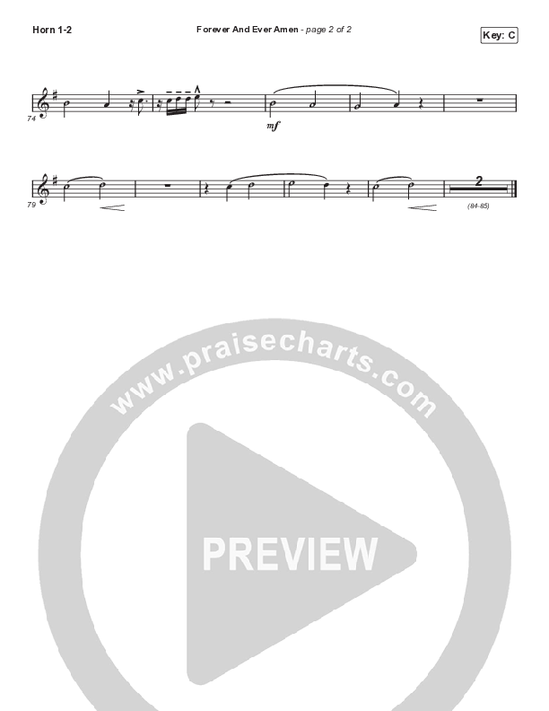 Forever And Ever Amen (Choral Anthem SATB) French Horn 1,2 (Travis Cottrell / Arr. Travis Cottrell)