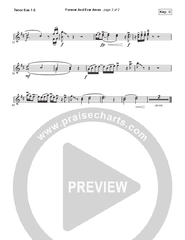 Forever And Ever Amen (Choral Anthem SATB) Tenor Sax 1,2 (Travis Cottrell / Arr. Travis Cottrell)