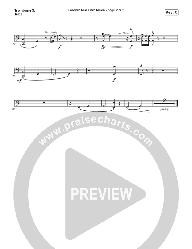 Forever And Ever Amen (Choral Anthem SATB) Trombone 3/Tuba (Travis Cottrell / Arr. Travis Cottrell)